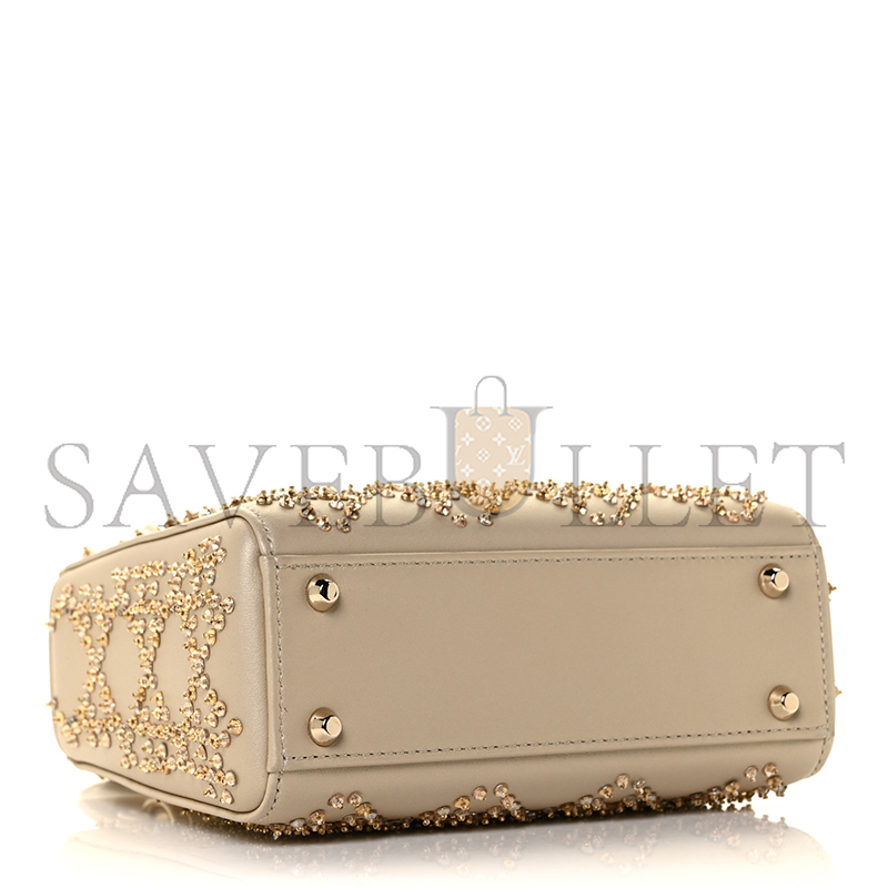 D*or mini metallic lambskin crystal cannage mini lady D*or platinum (17*15*7cm)